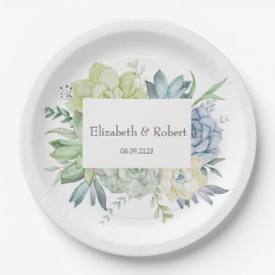 Watercolor Cactus Succulents Paper Plates
