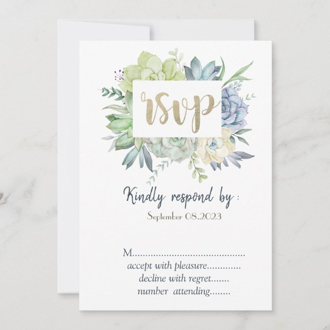 Watercolor Cactus Succulents Polka Dots RSVP   Invitation (Front)
