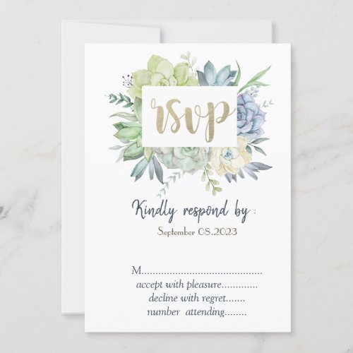 Watercolor Cactus Succulents Polka Dots RSVP   Invitation