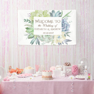 Watercolor Cactus Succulents Wedding Banner