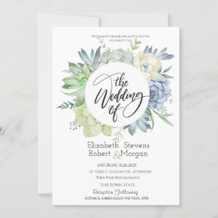 Watercolor Cactus Succulents Wedding Invitation