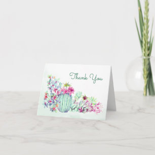 Watercolor Cactus & Succulents Wedding Thank You Card
