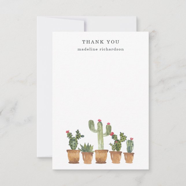 Watercolor Cactus Thank You Card (Front)