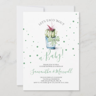 Watercolor Cactus Theme Green Baby Shower Invite