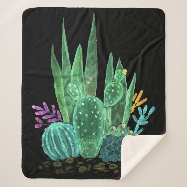 Watercolor, cactus throw pillow (Front)