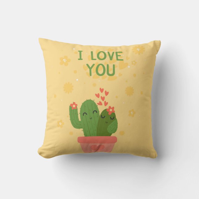 watercolor Cactus Throw Pillow (Front)