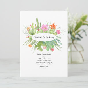 Watercolor Cactus Wedding Invitation