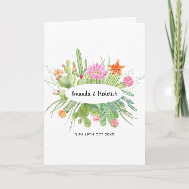Watercolor Cactus Wedding Program (Front)