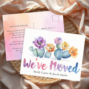  Watercolor Cactus We've Moved Announcement Postcard