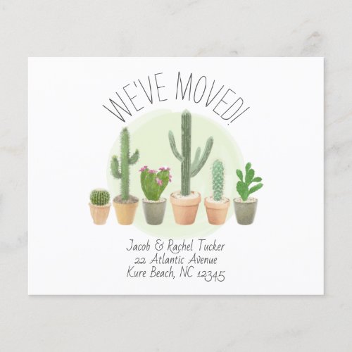 Watercolor Cactus Weve Moved Moving Announcement