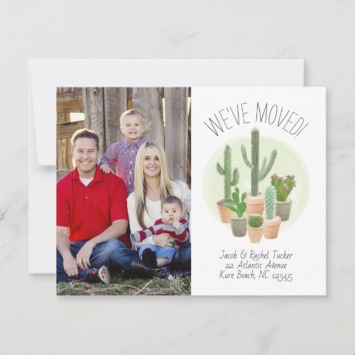Watercolor Cactus Weve Moved Moving Announcement