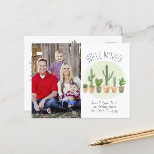 Watercolor Cactus Weve Moved Moving Announcement Postcard