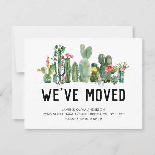 Watercolor Cactus Weve Moved New Home Cute Moving Announcement