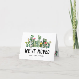 Watercolor Cactus We've Moved New Home Cute Moving Announcement