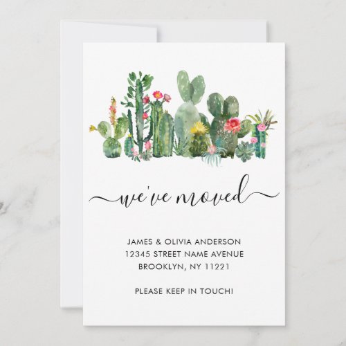 Watercolor Cactus Weve Moved New Home Moving Announcement