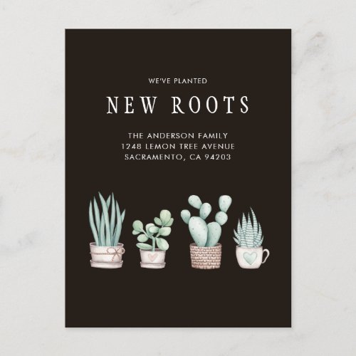 Watercolor Cactus Weve Planted New Roots Moving Announcement Postcard