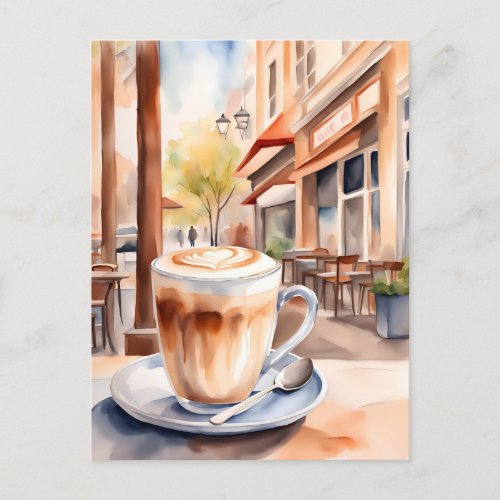 Watercolor Caffe Latte Postcrossing Postcard