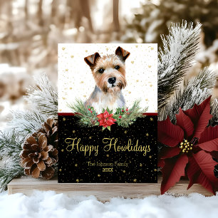 Watercolor Cairn Terrier Dog Happy Howlidays Holiday Card