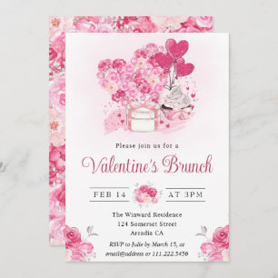 Watercolor Cake and Gifts Valentine's Brunch Invitation