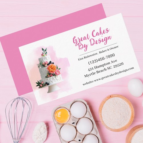 Watercolor  Cake Baker Designer Business Cards