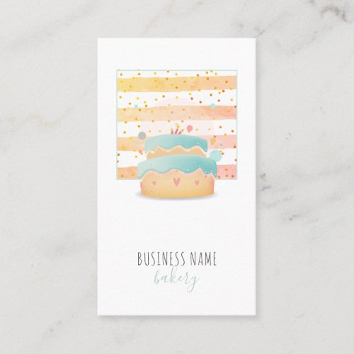 Watercolor Cake Baker Pastry Chef Baking Catering  Business Card