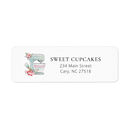 Watercolor Cake Mixer bakery return address Label