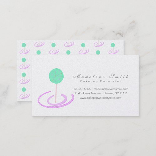 Watercolor Cake pops Cookie Baking Cake Decorator Business Card