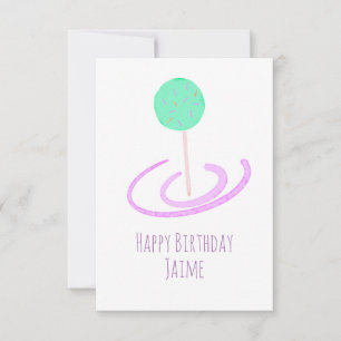 Watercolor Cake Pops Sprinkles Colorful Birthday Card