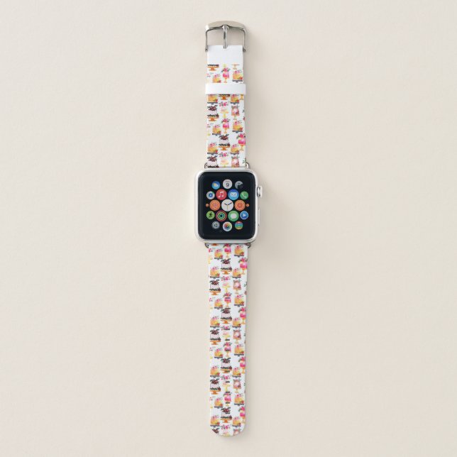 Watercolor Cake with flowers Apple Watch Band (Front)