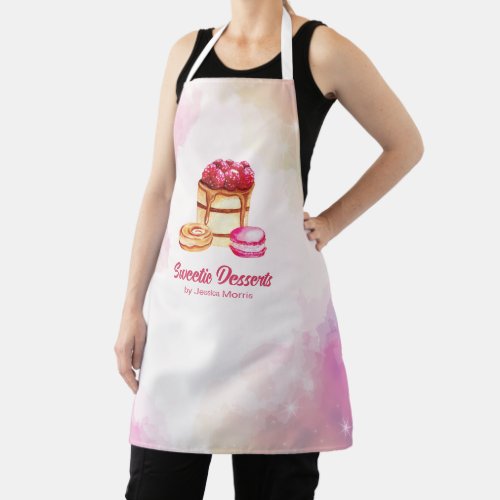 Watercolor Cakes  Sweets Pastry Bakery  Apron
