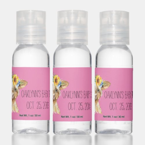 Watercolor Calf Baby Shower Hand Sanitizer