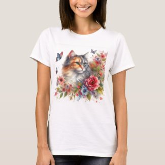 Watercolor Calico Cat Ladies 
