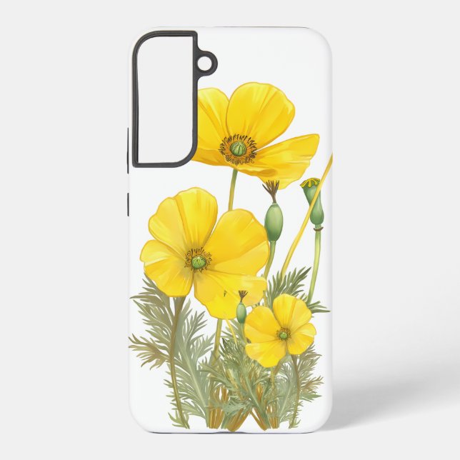 Watercolor California Poppy Yellow  Flower Samsung Galaxy Case (Back)