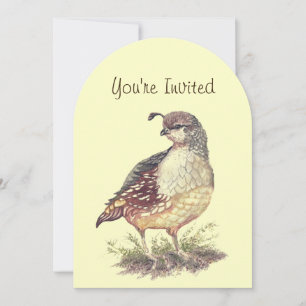 Watercolor California Quail Bird Lover Birthday Invitation