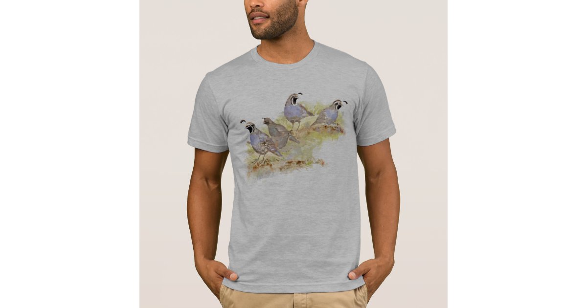 Watercolor California Quail State Bird Nature art T-Shirt | Zazzle