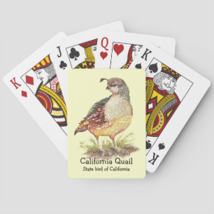 Watercolor California Quail State bird Poker Cards