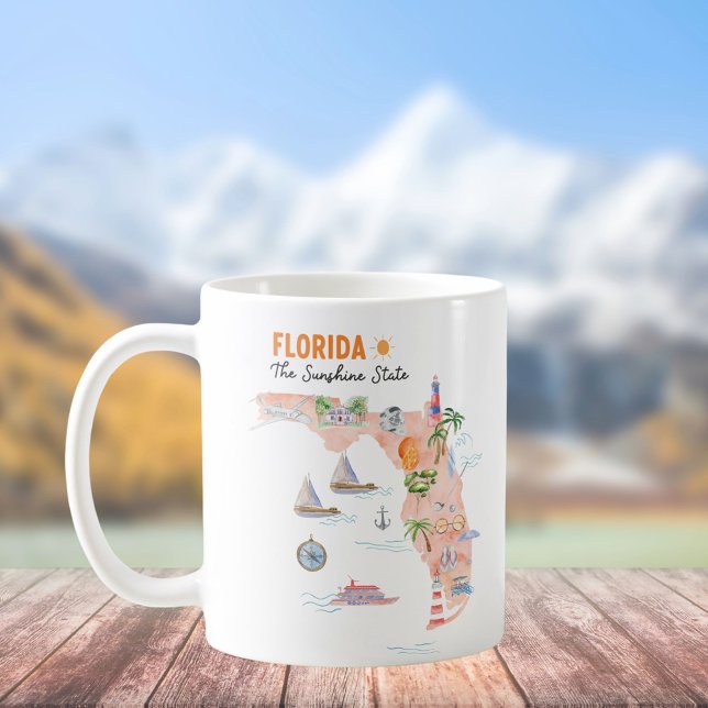 Watercolor California State Art Map Coffee Mug (In situ)