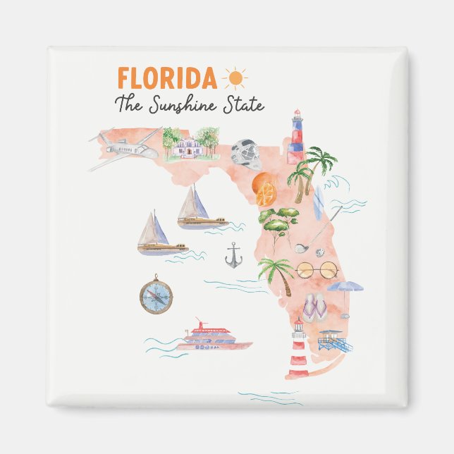 Watercolor California State Art Map Magnet (Front)