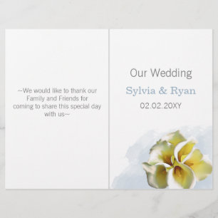 watercolor calla lilies bi fold Wedding program