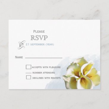 watercolor calla lilies Floral wedding RSVP Invitation Postcard