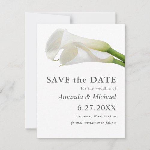 Watercolor Calla Lilies Save the Date with Photo