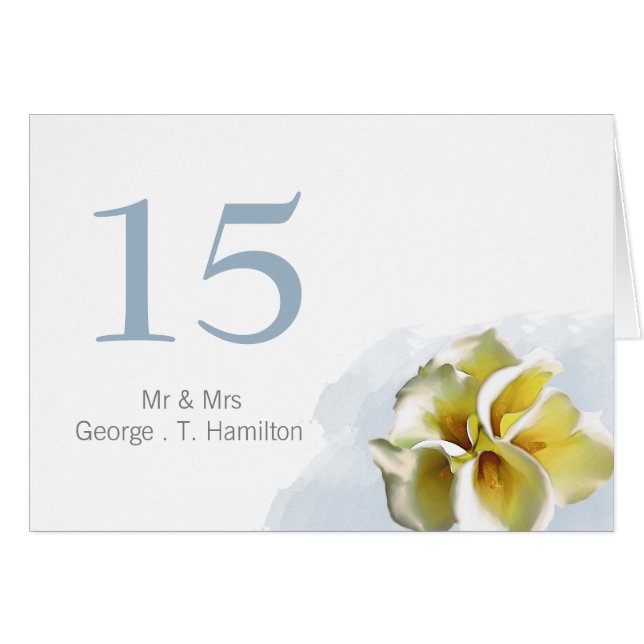 watercolor calla lilies Wedding table seating card (Front Horizontal)