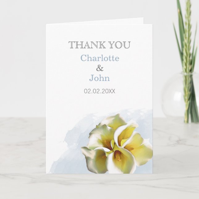 watercolor calla lilies Wedding Thank You cards (Front)