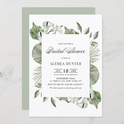Watercolor Calla Lily and Greenery Bridal Shower Invitation