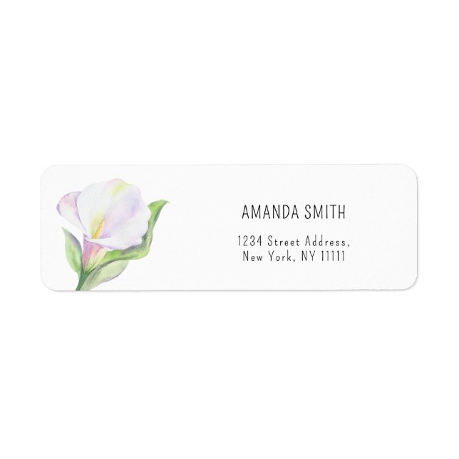 Watercolor Calla lily flower label (Front)