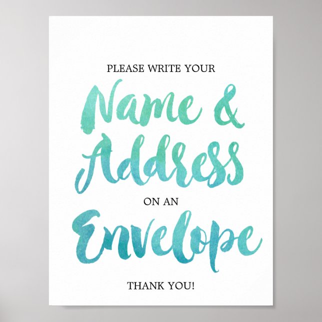 Watercolor Calligraphy Address An Envelope Sign (Front)