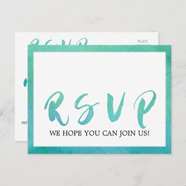 Watercolor Calligraphy Beach Menu Choice RSVP (Front/Back)