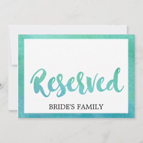 Watercolor Calligraphy Beach Wedding Reserved Sign Invitation