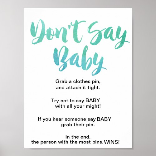 Watercolor Calligraphy Dont Say Baby Sign