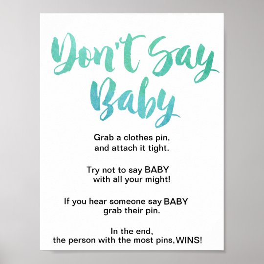 Watercolor Calligraphy Don't Say Baby Sign  Zazzle.com
